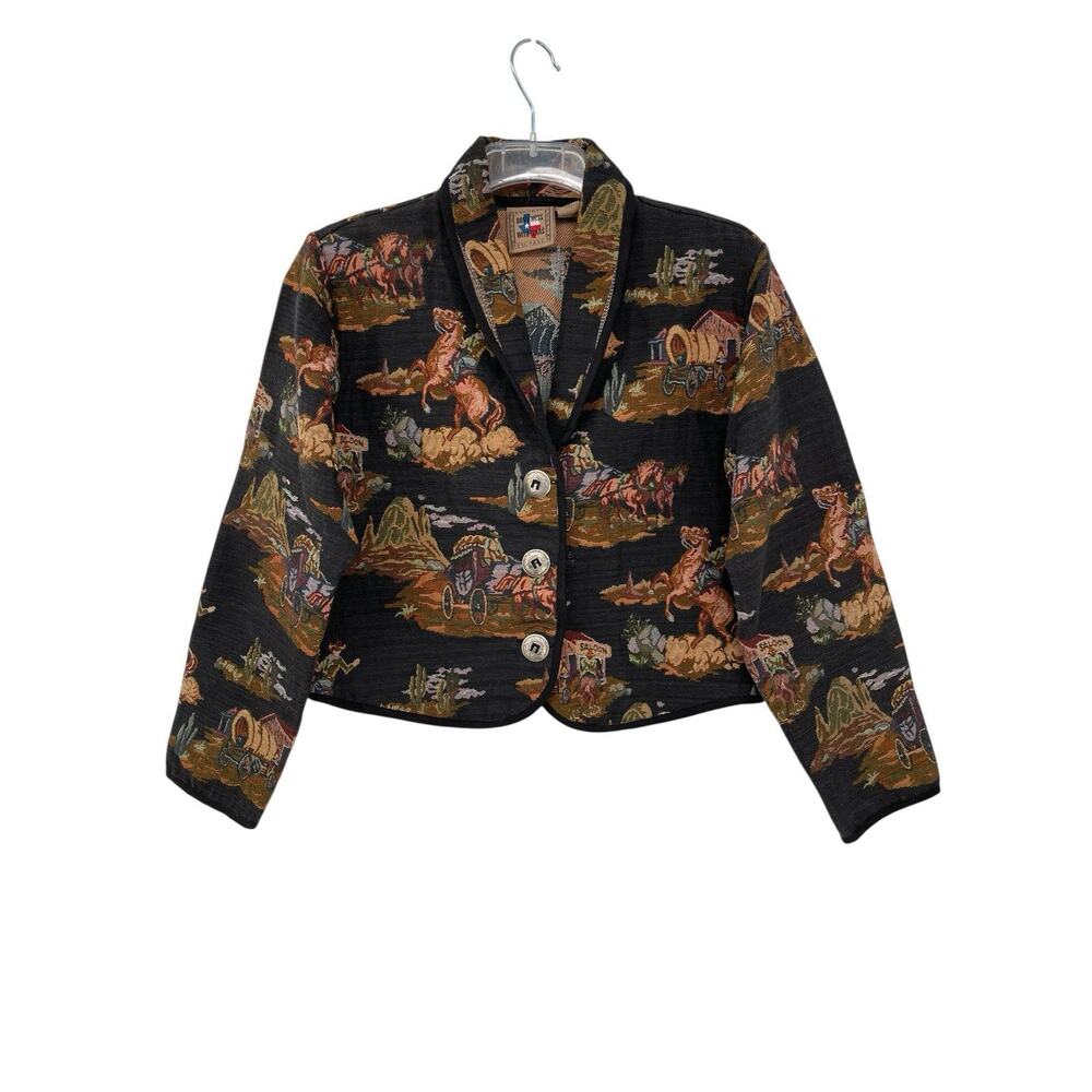 Vintage Don’t Mess With Texas Tapestry Jacket Western Horses Cowboy Concho M